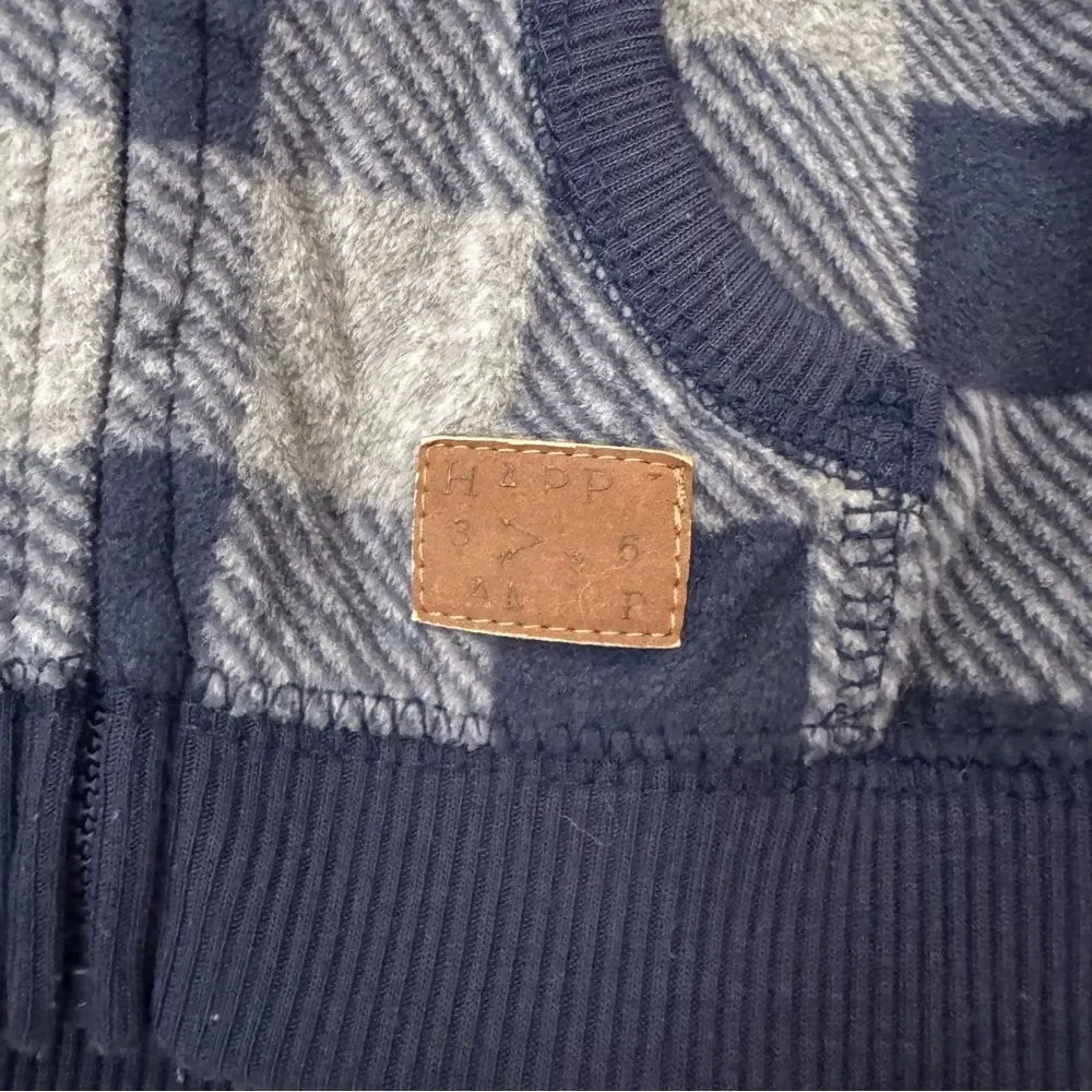 Navy Plaid Sherpa Hoodie Jacket
